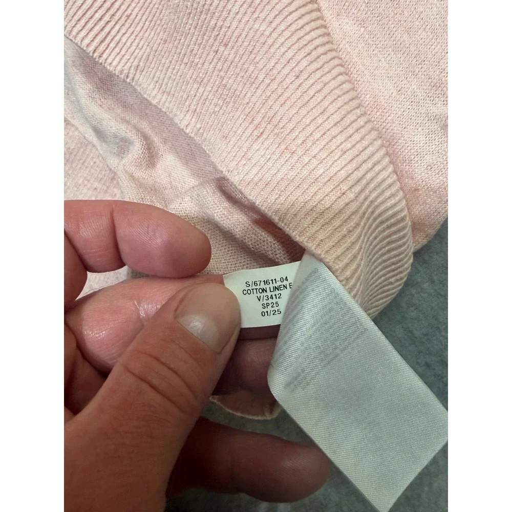 Banana Republic Mens XL Pink Linen Cotton Knit Polo Shirt Pointelle 671611-04